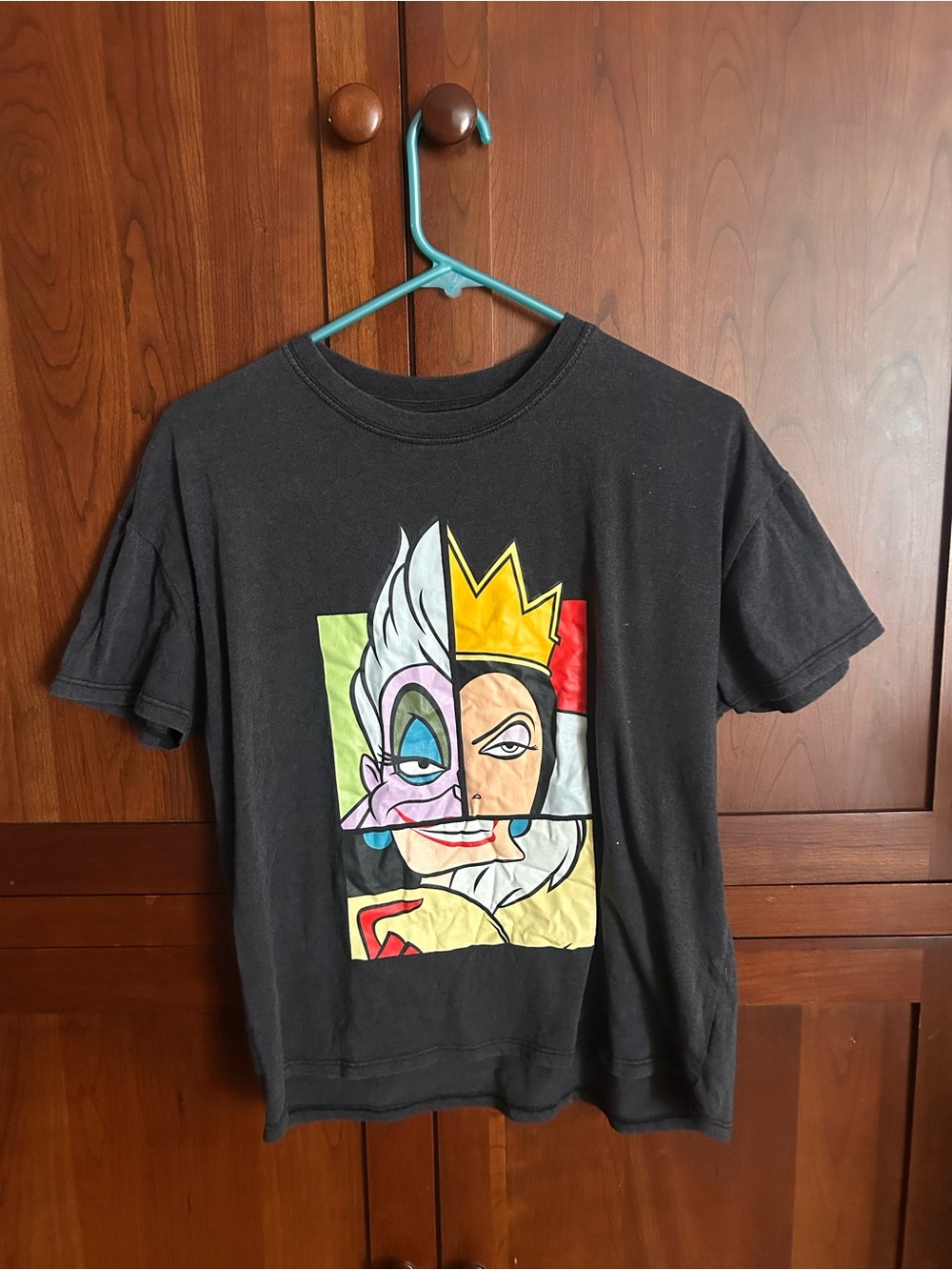 Dark Grey Graphic Split-Face Disney Villain Character Tee